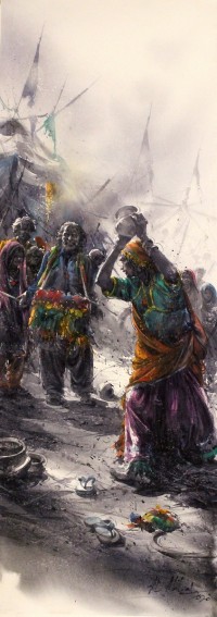 Ali Abbas, 30 x 11 Inch, Watercolor on Paper, Figurative Painting, AC-AAB-205